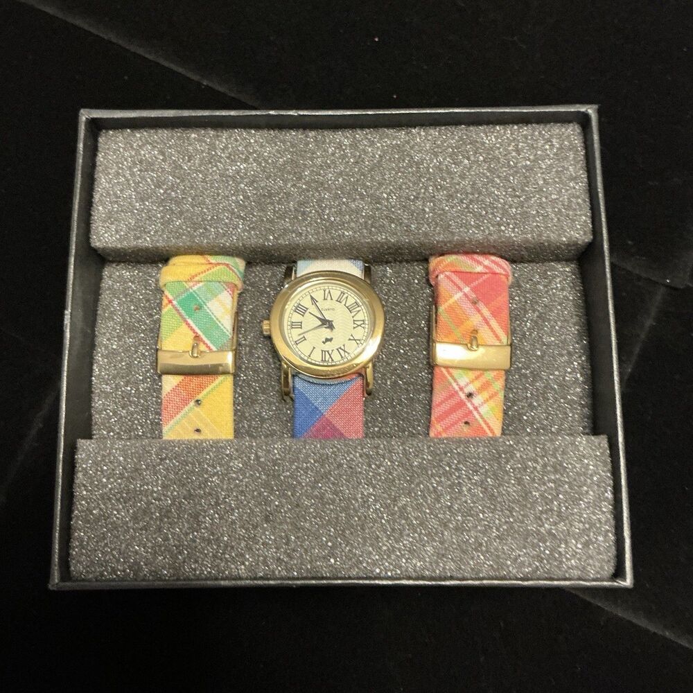 JEFFREY BANKS Home B8318 Gen Leather Quartz Analog Women's Watch NIB W/3 Bands